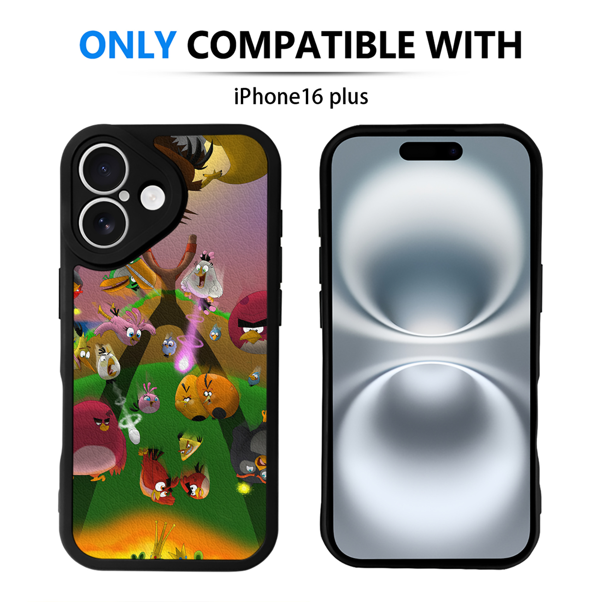 （画像用） Angry Birds アングリーバード 【iPhone 16シリーズ対応】シリコンスマホケース（レザー調） 材質：シリコン